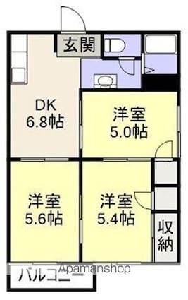 グランドシャトル[3DK/48m2]の間取図