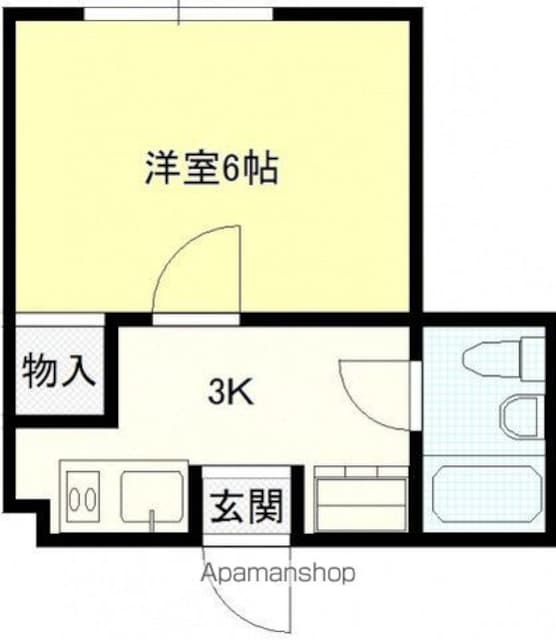 ジョイフル河原町[1K/17.25m2]の間取図