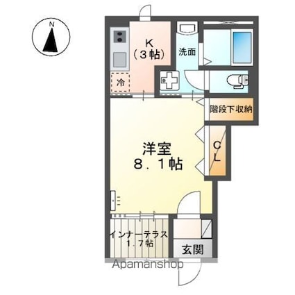 シルキーⅡ[1K/33.85m2]の間取図