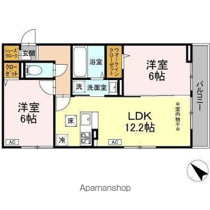 ビューテラス[2LDK/55.2m2]の間取図