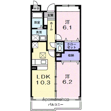 ディアコート[2LDK/52.49m2]の間取図