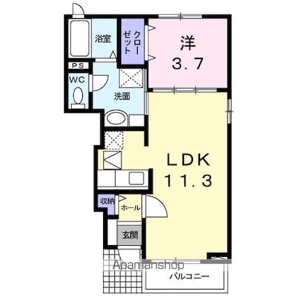 ブラン　セレノ[1LDK/37.13m2]の間取図