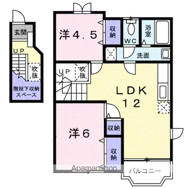ハイムサンビレッジ　Ｄ[2LDK/58.53m2]の間取図