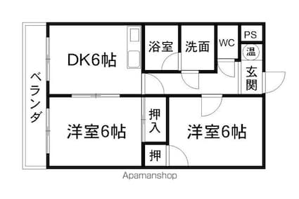 ひまわりコーポⅡ[2DK/45.1m2]の間取図