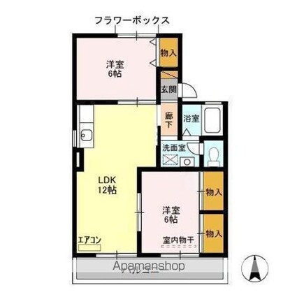 クレールメゾン　Ｂ[2LDK/53.46m2]の間取図