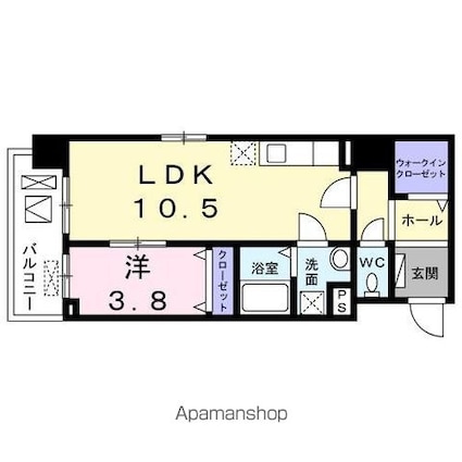 香川県高松市錦町１丁目[1LDK/40.03m2]の間取図