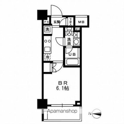 レジディア新宿イーストⅢ[1K/20.43m2]の間取図