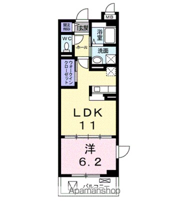 プロムナードⅣ[1LDK/42.38m2]の間取図