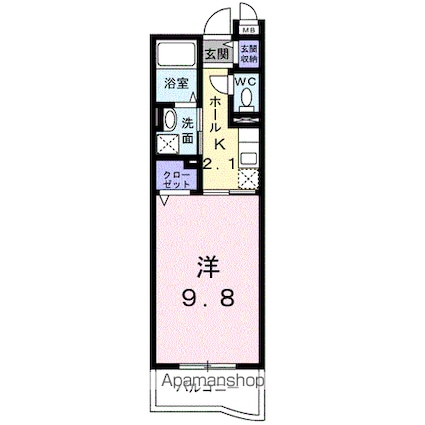 プランドール[1K/30.75m2]の間取図