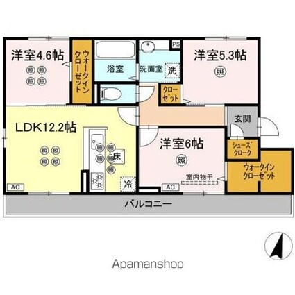 ＢＬＩＳＳ　ＣＯＵＲＴ　ＩＩ[3LDK/70.18m2]の間取図