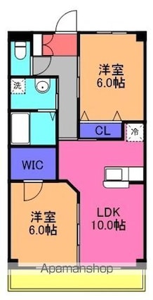 ブロードタウン神野ⅡＡ[2LDK/54m2]の間取図
