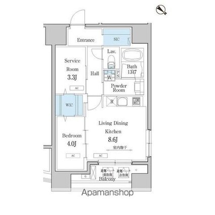 デュオフラッツ池尻大橋[1SLDK/45.92m2]の間取図
