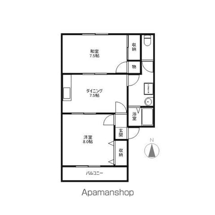 長野県長野市宮沖[2DK/53.73m2]の間取図