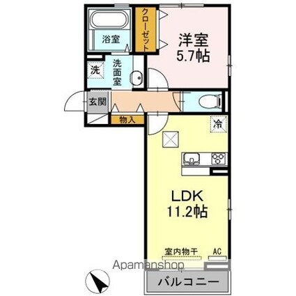 オリエント荒井西[1LDK/42.93m2]の間取図