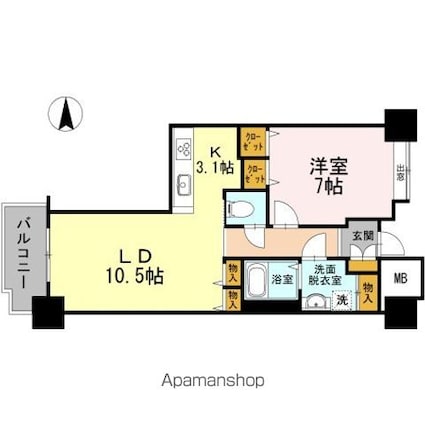 品川シーサイドビュータワー　Ⅰ[1LDK/52.27m2]の間取図