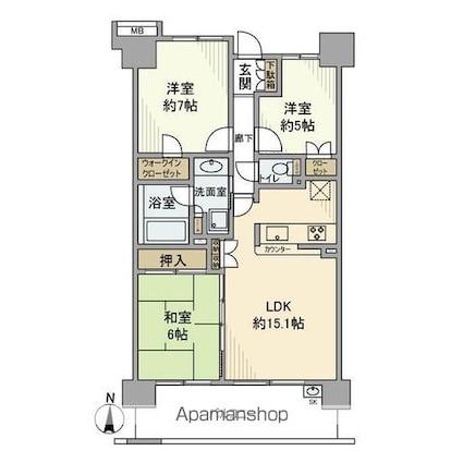 プラネ清澄白河クレメント・リバー[3LDK/72.37m2]の間取図