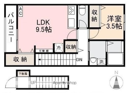 香川県高松市木太町[1LDK/42.53m2]の間取図