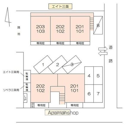 リベラ三条Ⅱ[1LDK/35.44m2]の配置図