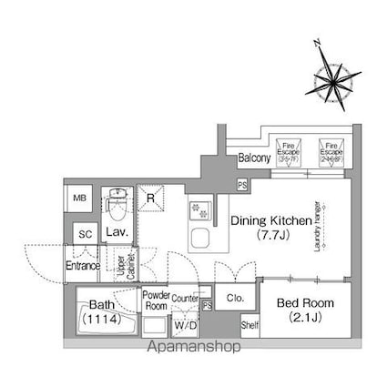 コンフォリア東葛西[1DK/25.76m2]の間取図