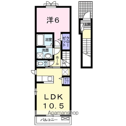パレス旭本町[1LDK/44.97m2]の間取図