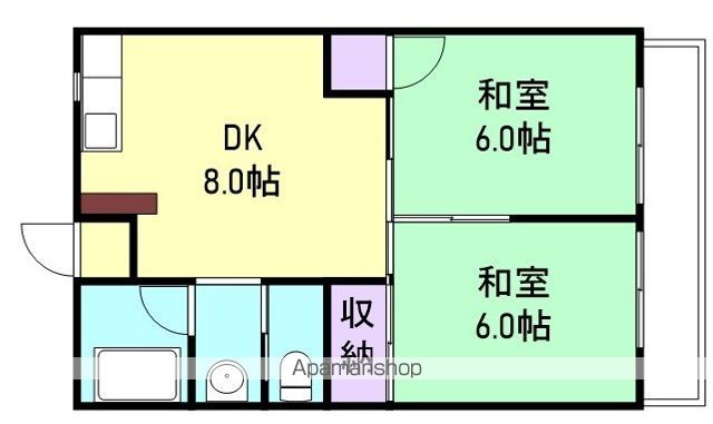 和歌山市紀三井寺のハイツの間取り