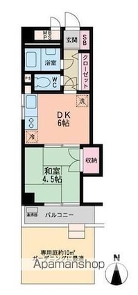ライオンズマンション和泉[1DK/22.91m2]の間取図