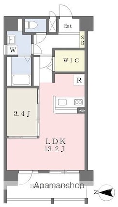ユナイテッド勝山プレステージ[1LDK/42.75m2]の間取図