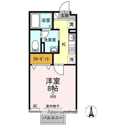 サンハイム[1K/26.71m2]の間取図