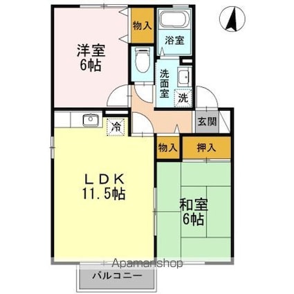 プレミールＨＡＭＡ　Ａ[2LDK/53.38m2]の間取図