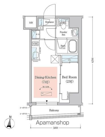 【新宿区北新宿のマンションの間取り】