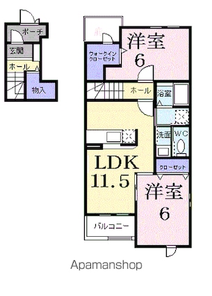 クリスマスローズＡ[2LDK/60.17m2]の間取図