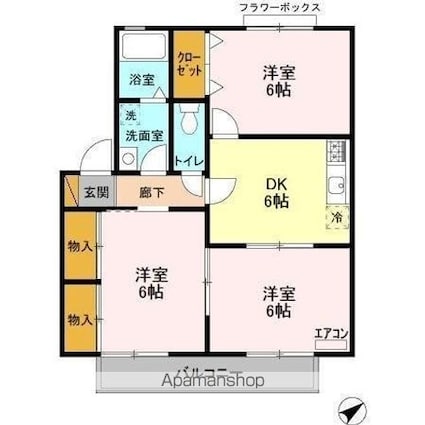 エレファントファイブ[3DK/55.44m2]の間取図