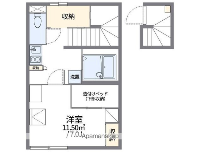 レオパレス芦花公園Ⅱ[1K/26.08m2]の間取図