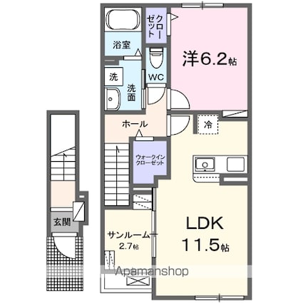 アイランドヒルズ右籾　Ⅲ[1LDK/50.96m2]の間取図