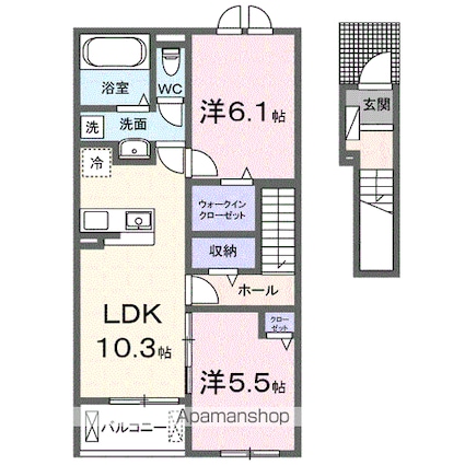 アストピア千田[2LDK/56.12m2]の間取図