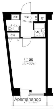 ピュアシティ横浜[1K/28.42m2]の間取図