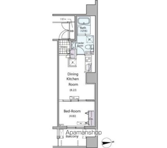 パークアクシス元浅草ステージ[1DK/32.82m2]の間取図