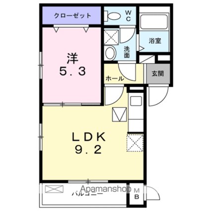 アビテ　オヴェスト　カンオン[1LDK/35.2m2]の間取図