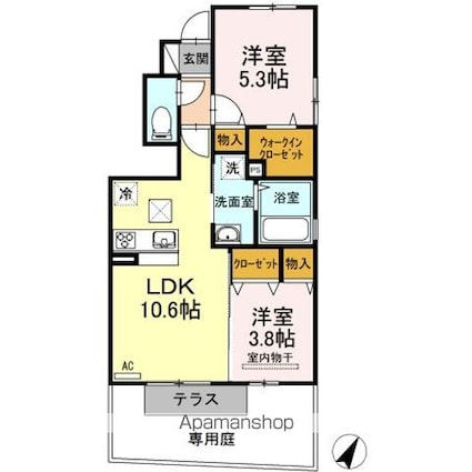 ビューメゾン[2LDK/48.23m2]の間取図