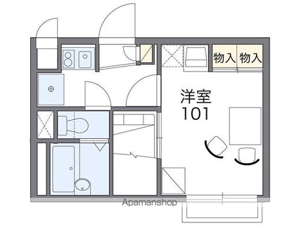 レオパレスエスペーロ本町[1K/19.87m2]の間取図