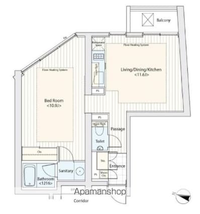 カスタリア渋谷櫻丘[1LDK/49.93m2]の間取図