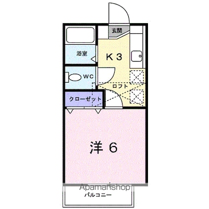 クレールアムール[1K/20m2]の間取図
