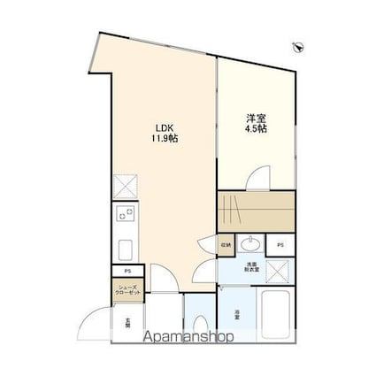 ウェルスクエアイズム三軒茶屋[1LDK/40.05m2]の間取図
