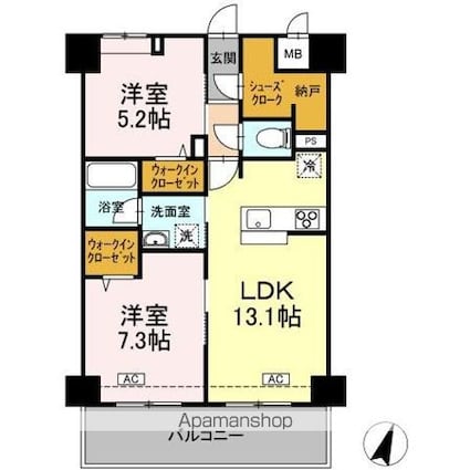 セレーノ福山駅前[2LDK/60.6m2]の間取図