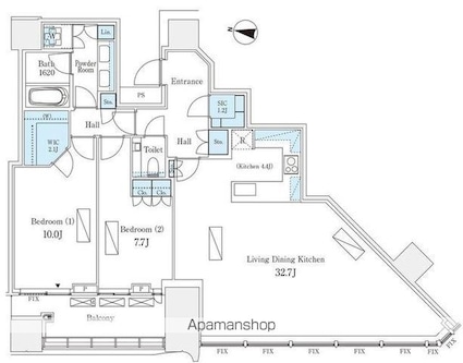 パークコート渋谷ザタワー[2LDK/113.72m2]の間取図