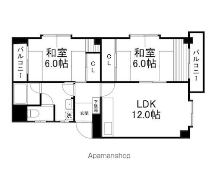 サンシャイン石山[2LDK/60m2]の間取図