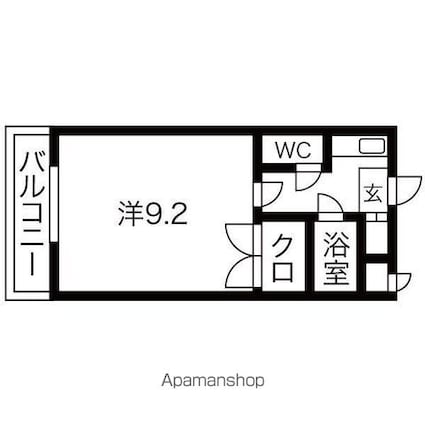 グレースフルヒルズ[1K/24.5m2]の間取図