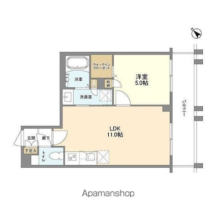 ウェルスクエア中目黒Ⅱ[1LDK/36.77m2]の間取図
