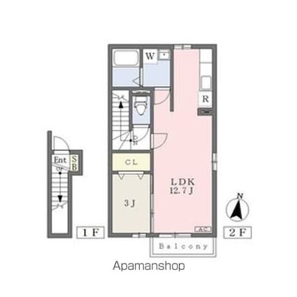 岩手県盛岡市高松２丁目[1LDK/41.54m2]の間取図
