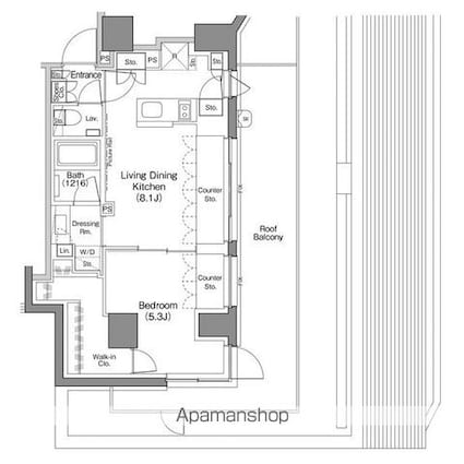 ザ・パークハビオ神楽坂香月[1LDK/41.37m2]の間取図